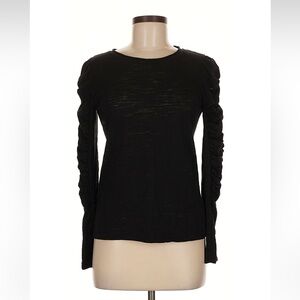 House Of Harlow 1960 Black Ruched Burnout Long Sleeve Blouse• Small